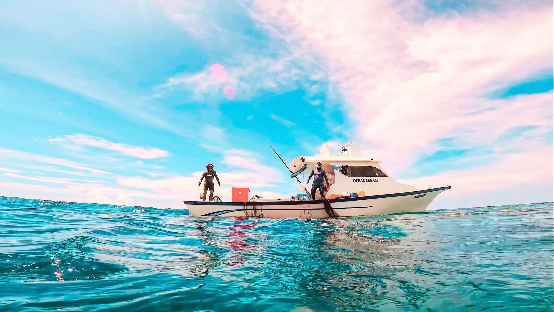 Boat on calm turquoise water